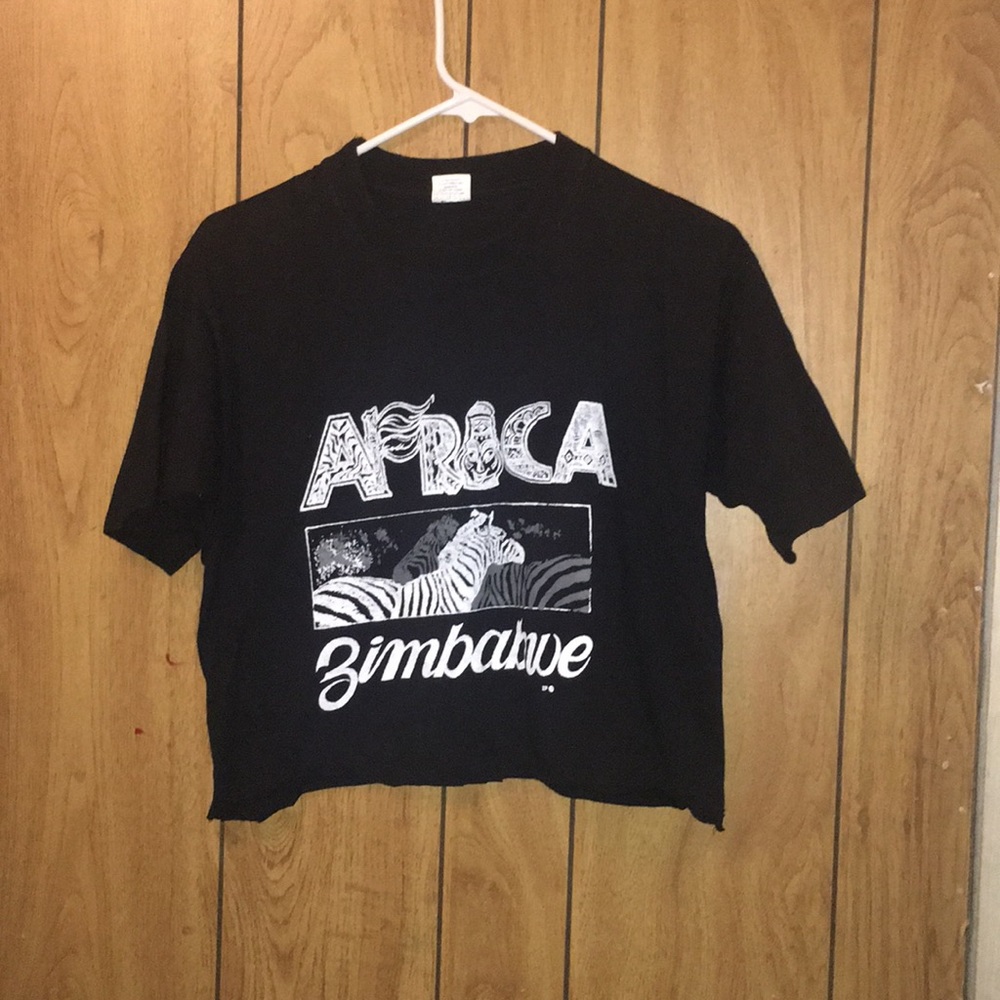 Black graphic crop top
